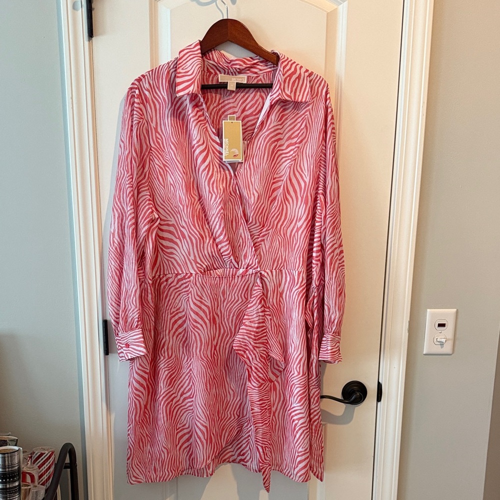 MICHAEL Michael Kors Zebra Print Dress in geranium pink